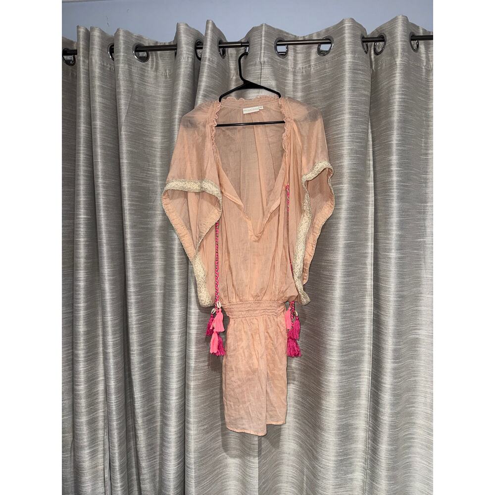 Shiraleah Chicago tasseled boho embroidered kaftan batwing cover-up
